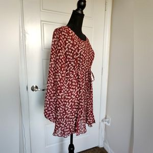 Bohemian mini dress with all over flower print